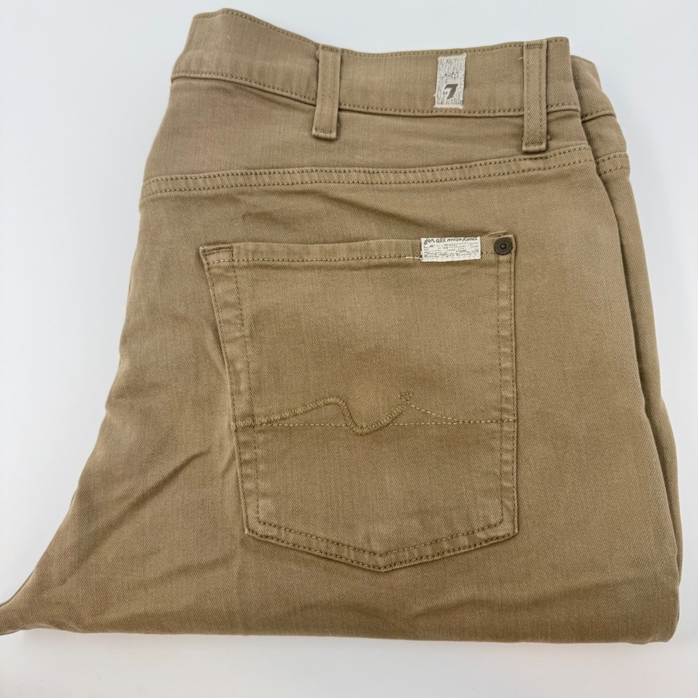 7 For All Mankind Slimmy Mens 40 x 33 Khaki Tan Slim Fit Stretch Pants